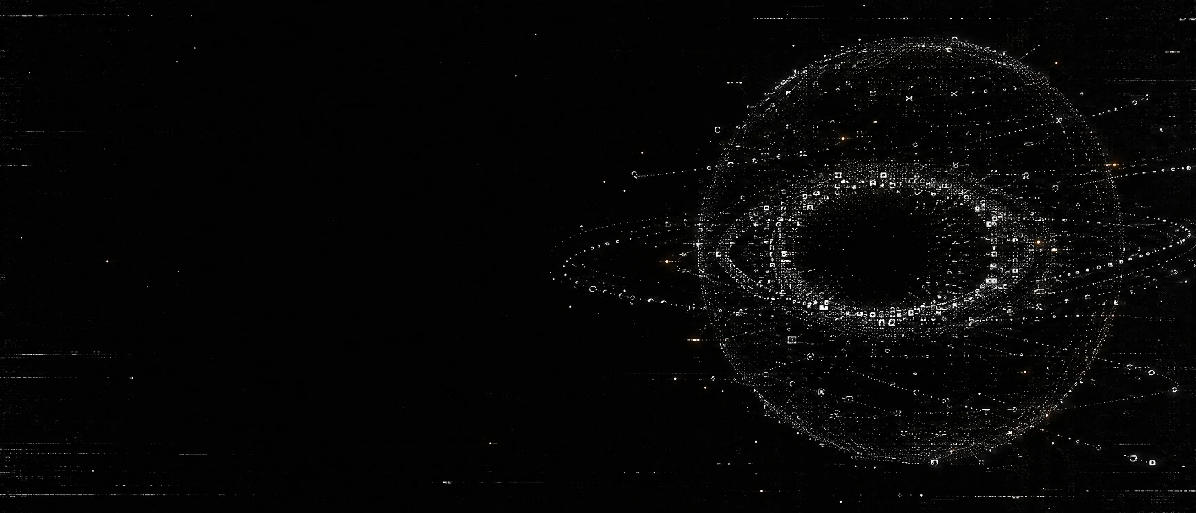 A dithered eye of light on black